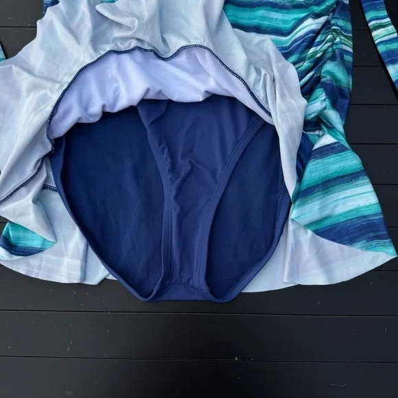 Disney Blue and White Skirted One Piece Swimwear with Ruffle Hem - Picture 10 of 12